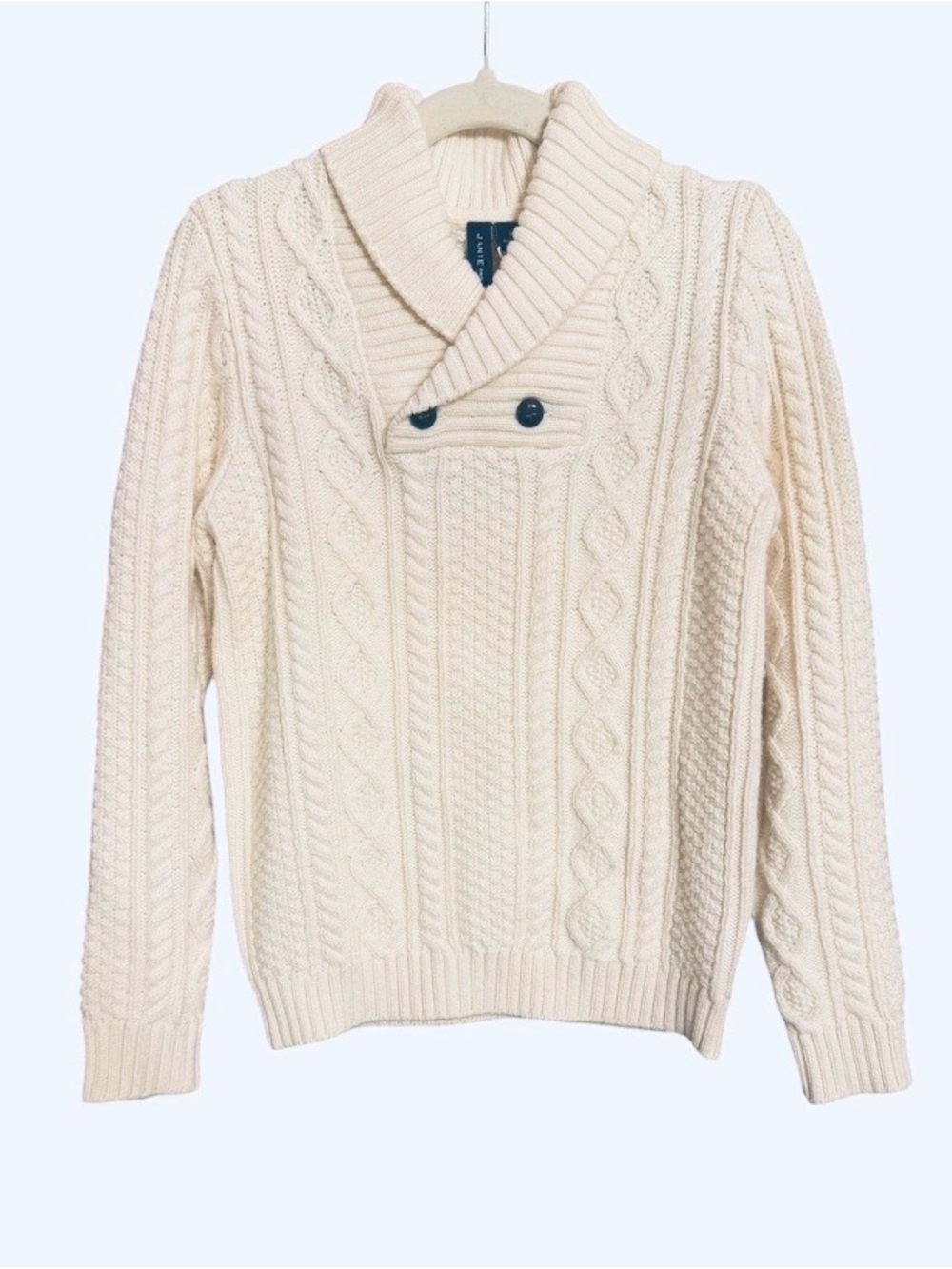 Janie and Jack Classic Ivory Cable-Knit Shawl Collar Sweater NWT Size 5